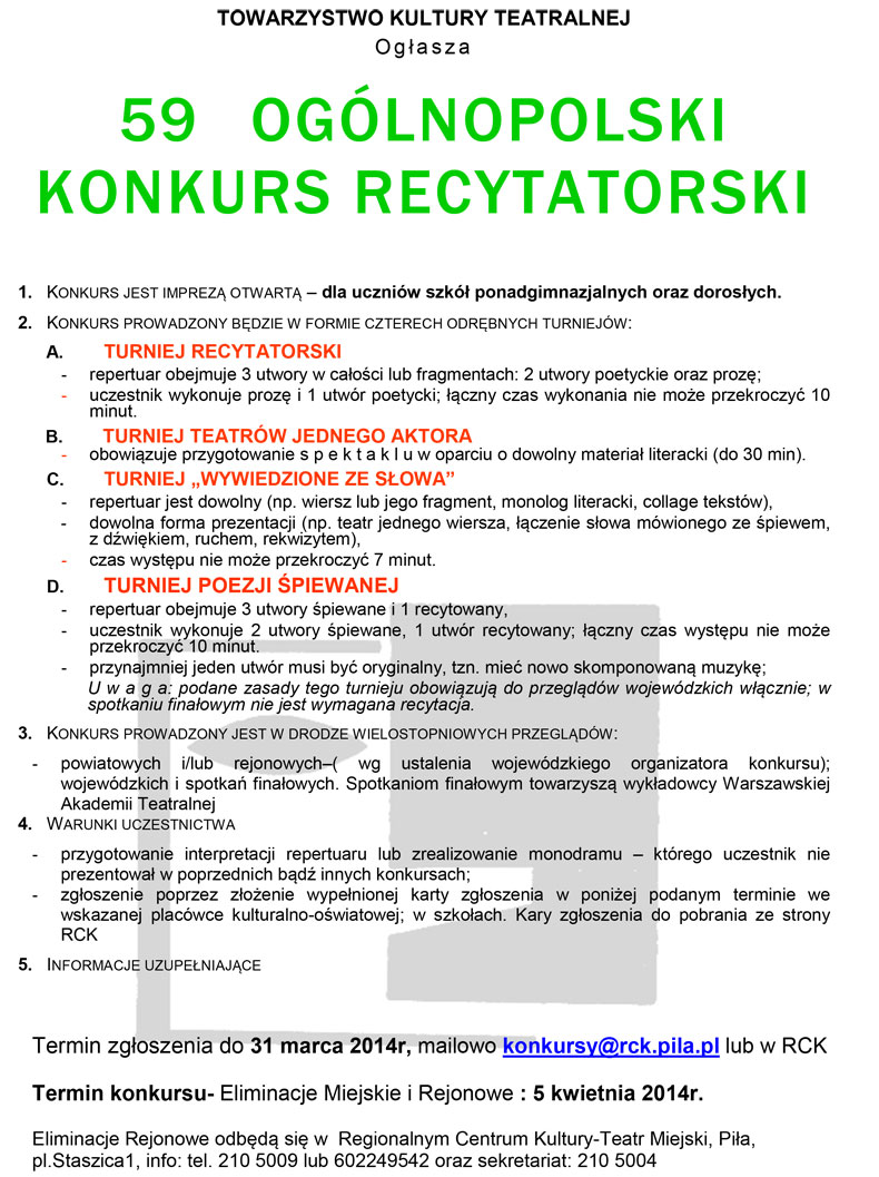 konkurs recytatorski